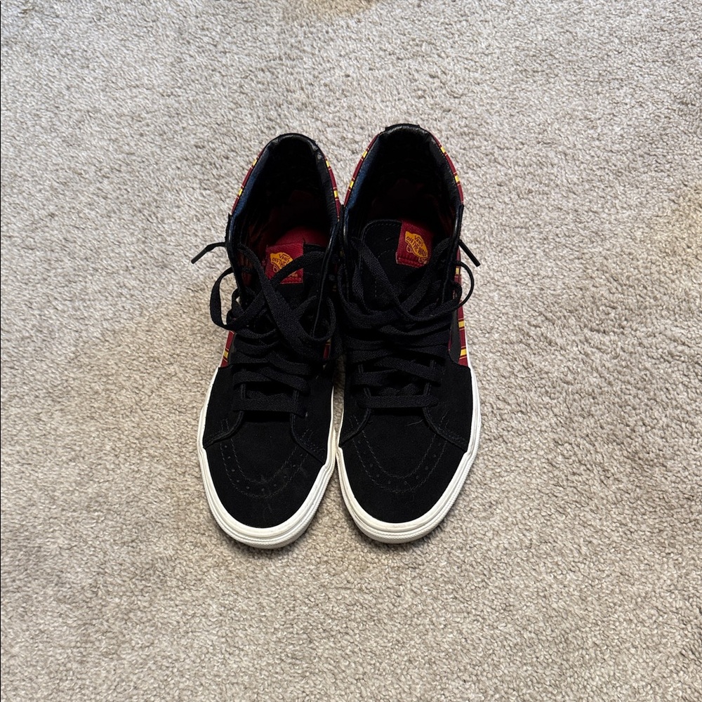 Vans Black and Red High-Top Sneakers